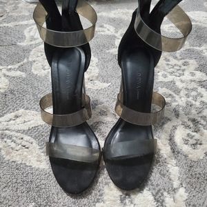 Clear black heels